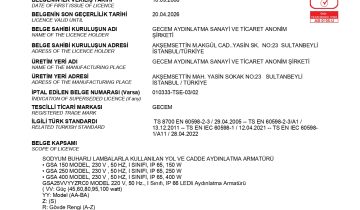 Gecem Highway Street TSE Certificate